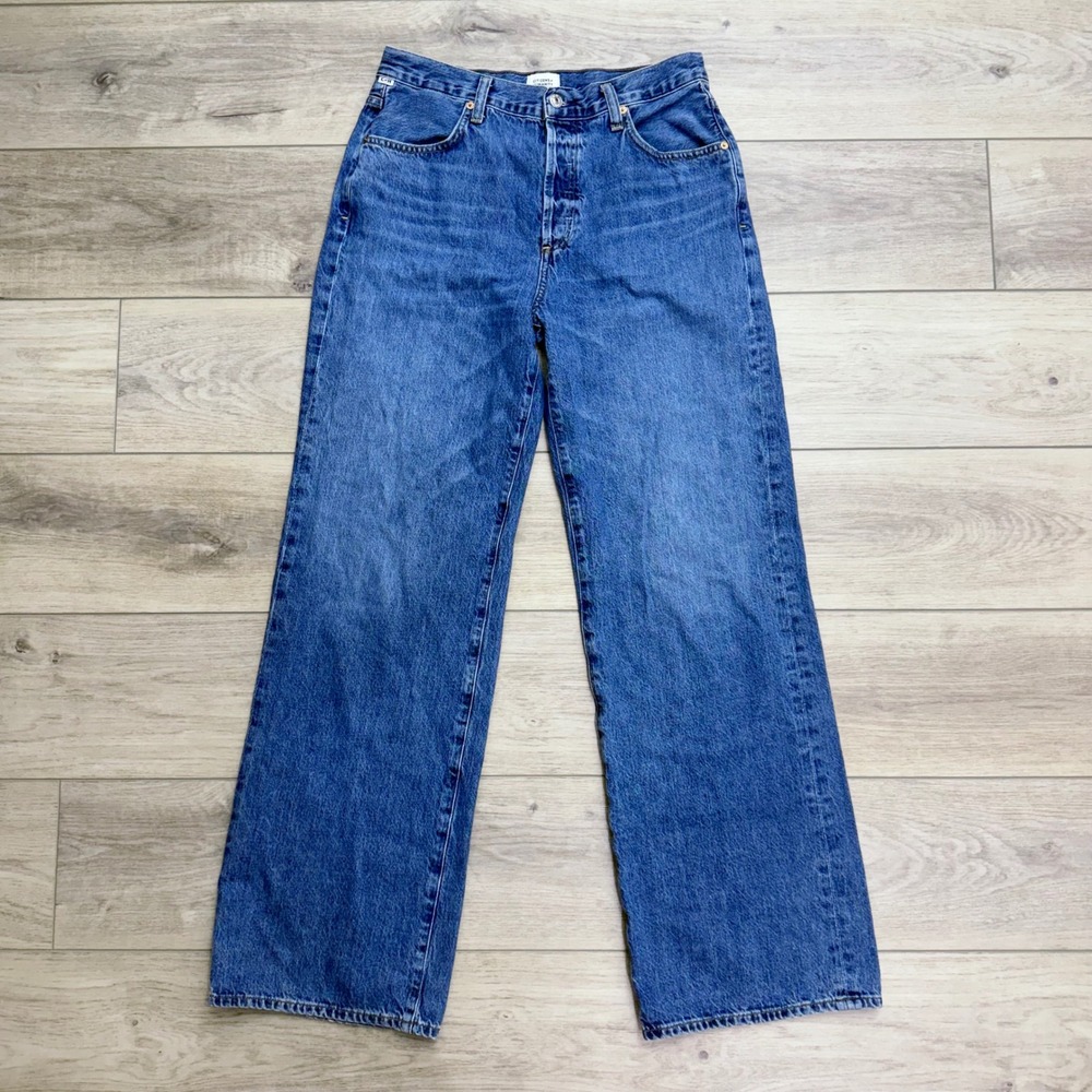 Citizens of Humanity Annina High Rise Wide Leg Jeans Medium Blue Wash Size 28